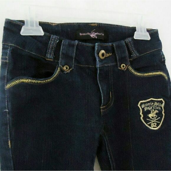 Girls Skinny Jeans Beverly Hills Polo Club Size 8 Stretch Denim Gold Embroidery - Picture 7 of 7